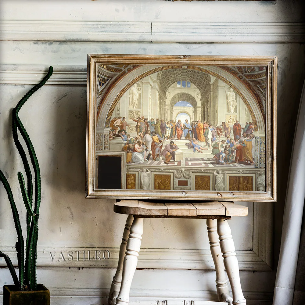 Raphael Print Art Antique Poster The School Of Athens Canvas Painting Italian Renaissance Wall Picture Apostolic Palace Decor