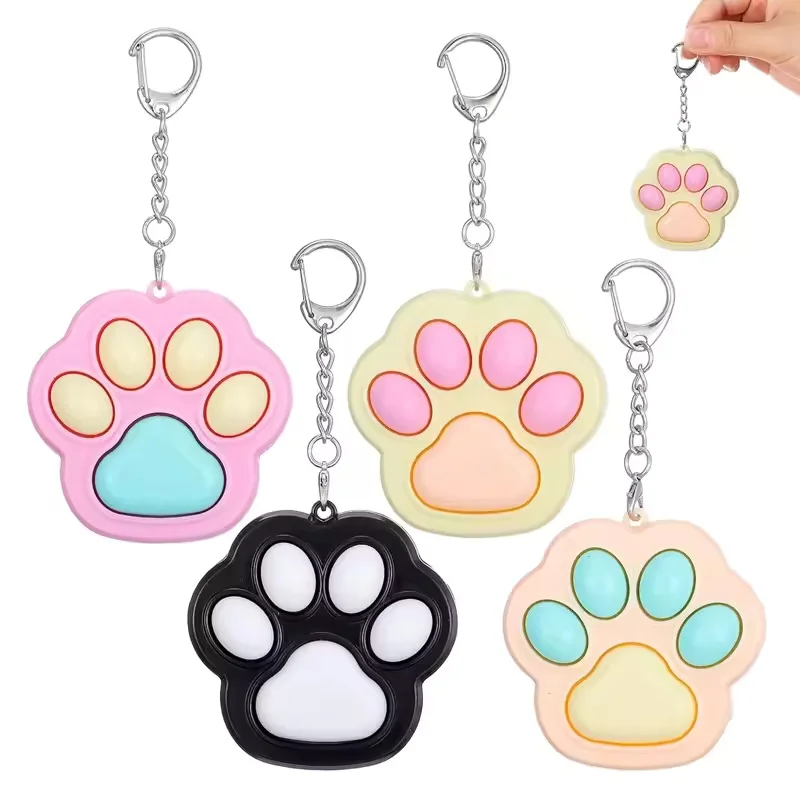 Button Cat Paw Clicker Fidget Toy Keychain Office Travel Decompression Stress Relief Gifts for Adults Entertainment Game
