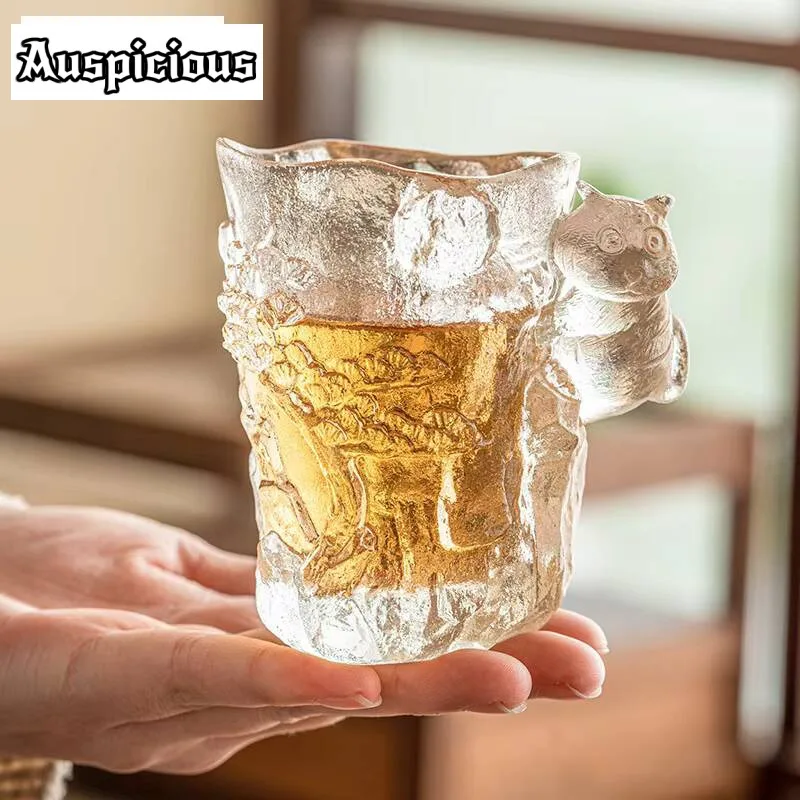 150ml Cute Tiger Descending Mountain Glass Cup High End Ancient Colored Glaze Master Cup Female Coffee Mug Chazhan Kungfu Teaset