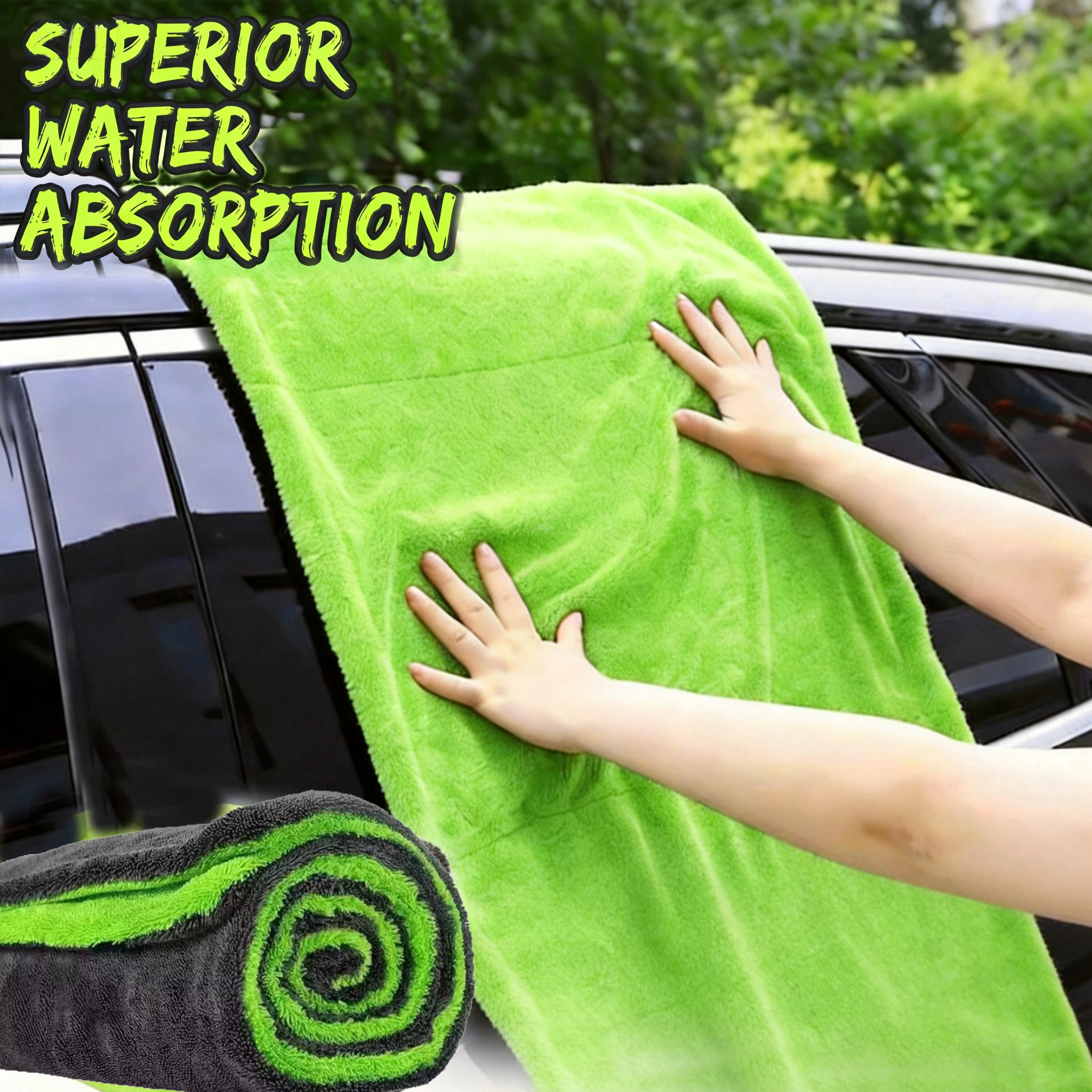 Toalla de Microfibra Ultra Gruesa para Secar el Coche, Paño de Limpieza Absorbente y Suave que No Raya para el Cuidado y Detallado de Coches y Motocicletas