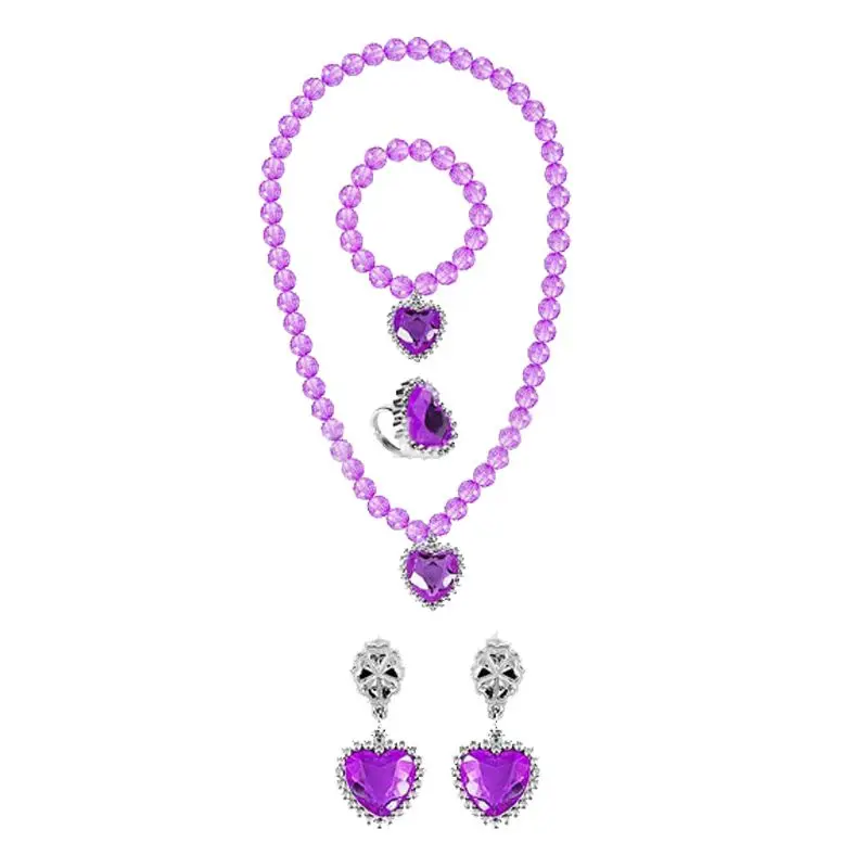 New Movie Wish Asha Princess Accessories for Girls Cosplay Purple Jewelry Necklace Earring Set Carnival Party Xmas Gifts