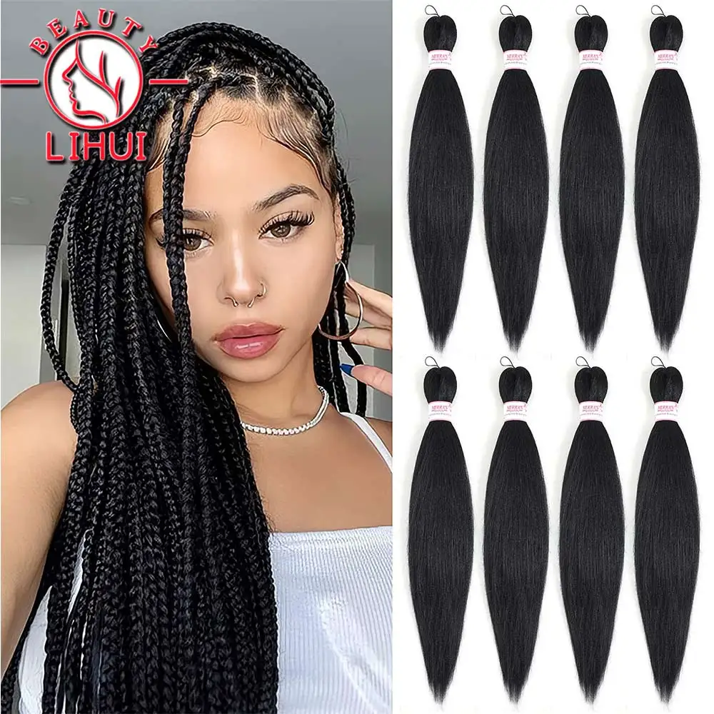 Soft Synthetic Braiding Hair For Kids Jumbo Braids Hair Kanekalon Fiber Xpression Pre Stretched Yaki Straight Hair Extensions