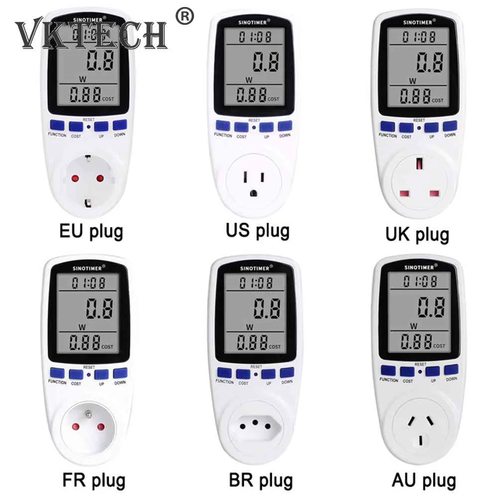 Digital Wattmeter AC 230V 110V Power Meter Electricy Consumption Energy Meter EU Plug Power Kilowatt Wattage Electricity Meter