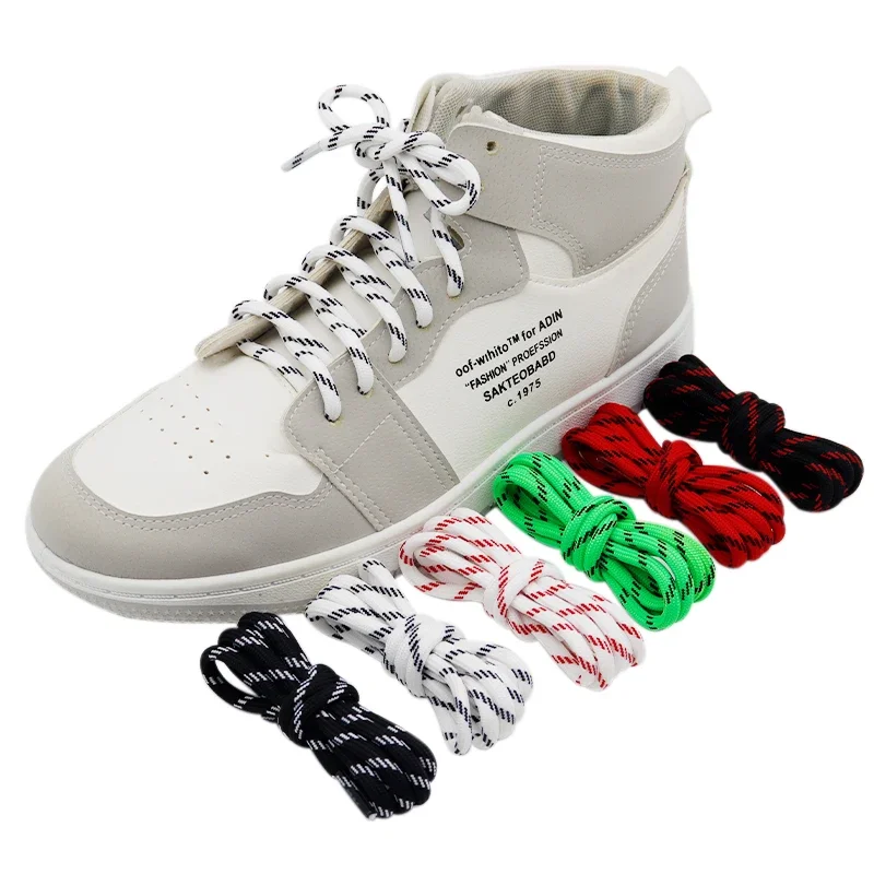 Coolstring 5mm Round Laces Sports Black White Red Shoelaces Unisex Casual Shoestring Bootlaces for P6000 Sneakers Dad Shoes