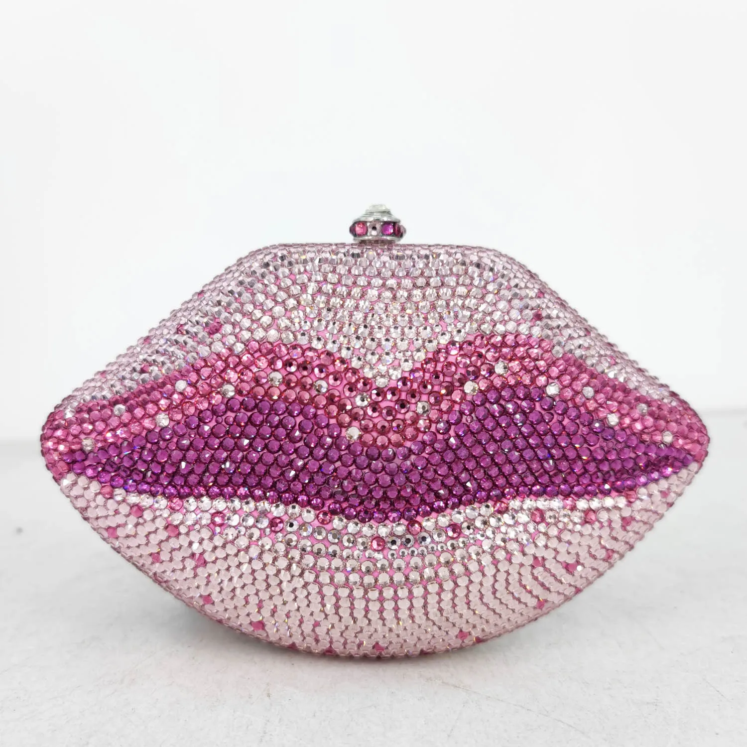 Boutique De FGG Evil Lips Women Mii Crystal Clutch Evening Bags Metal Clutches Rhinestone Wedding Party Purse and Handbags