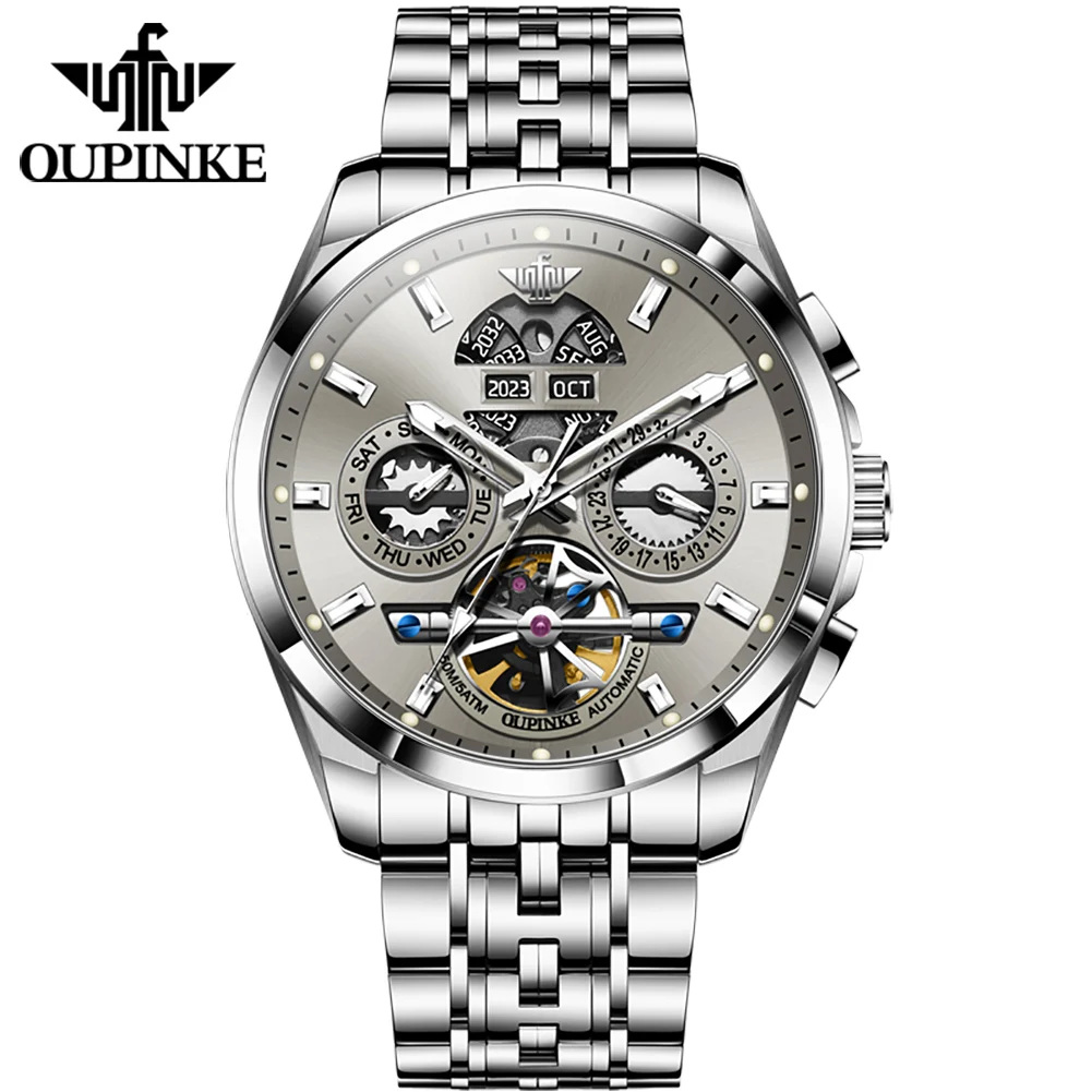 OUPINKE Men's Watches Waterproof Automatic Mechanical Wrist Watch Men Top Brand Luxury Tourbillon Sport Clock Male Relogios