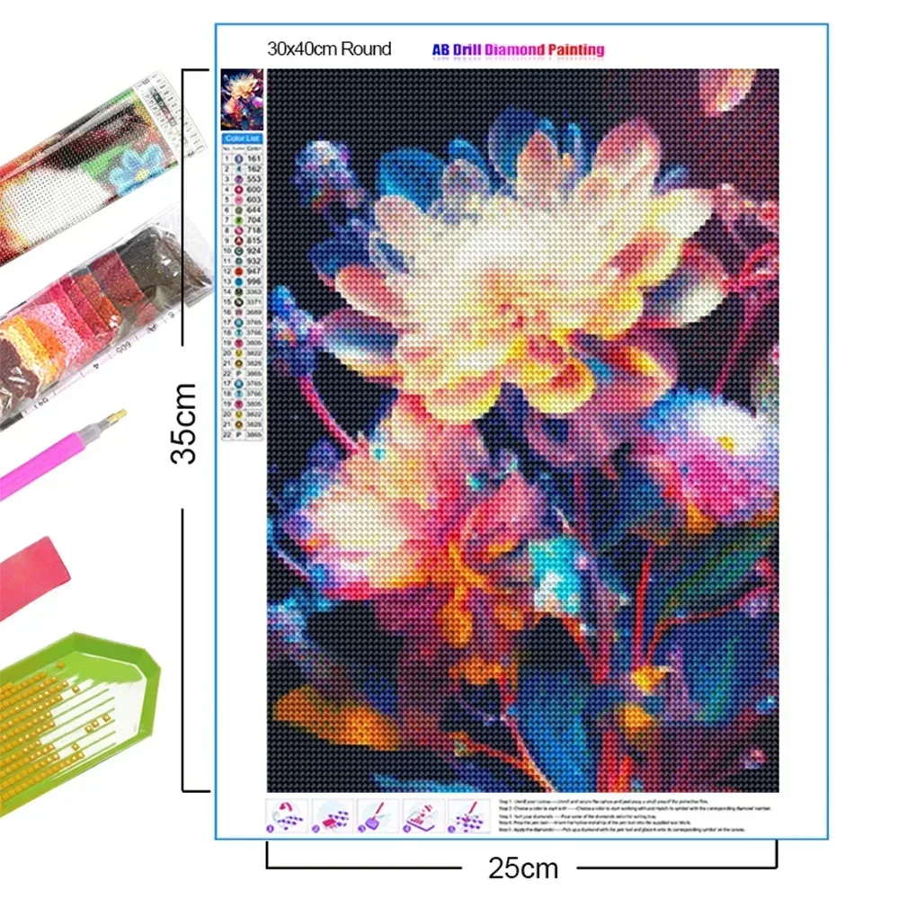 DIY AB Diamond Painting Lily Cross Stitch Set Flower Rhinestone Mosaic Embroidery Handmade Hobbies Home Decoration