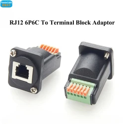 RJ12 6P6C To Solderless Terminal Block Adapter D-type RJ12 Female To Spring Terminal Block Adapter RJ12 to Screw Terminal Block