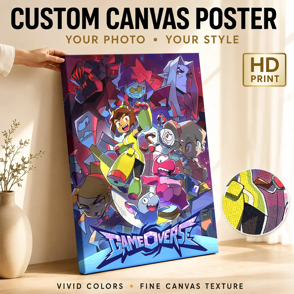 Game Overse Characters Framed Canvas Print Poster Customized Gaming Anime Canvas Wall Art for Teen Bedroom Decor Ready to Hang