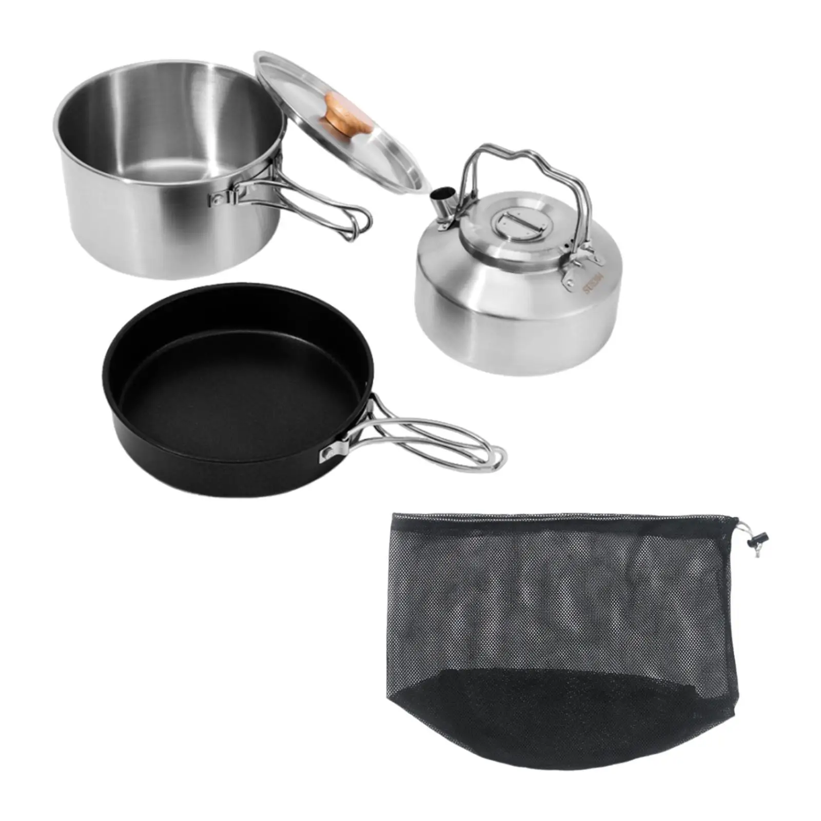 Camping Cookware Set Cooking Utensils Multipurpose Convenient Folding Handle