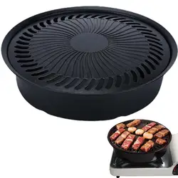 Korean Grill Pan Non-stick Grill Circular Korean baking tray Natural Material For Induction Stoves outdoor camping BBQ Cooking