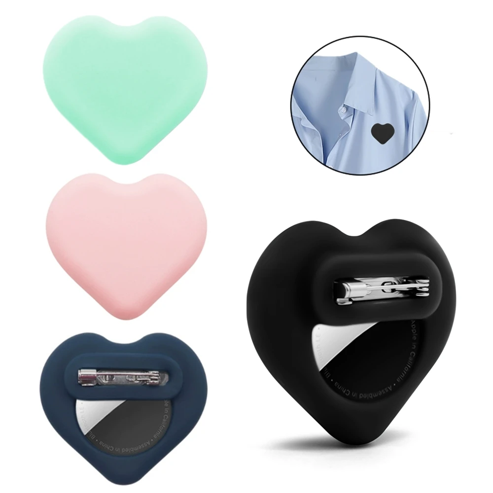 

Heart Shape Silicone Case for Airtags Waterproof with Invisible Pin Locator Tracker Protective Cover Shell for Children Dog Coll