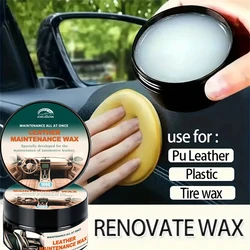 Car Interior Renewal Kit: Crystal Plating Wax for Dashboard & Plastic, Faux Leather Seat Restorer, Tire Shine Coating Paste