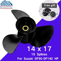 RiverCity Outboard Propeller For SUZUKI 90hp 100hp 115hp 140hp Aluminum prop 3 Blade 15 Tooth Boat Part 14x17