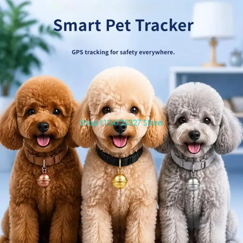 D8KF Dog Positioning Collar with Adjustable Belt and Bells-Shape Hanging Pendant