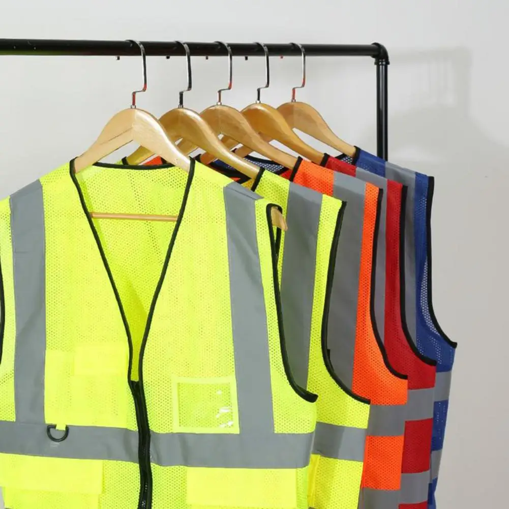 

High-visibility Vest with Id Pocket High-visibility Reflective Vest with Multi Pockets Id Pocket V-neck Waistcoat for Men