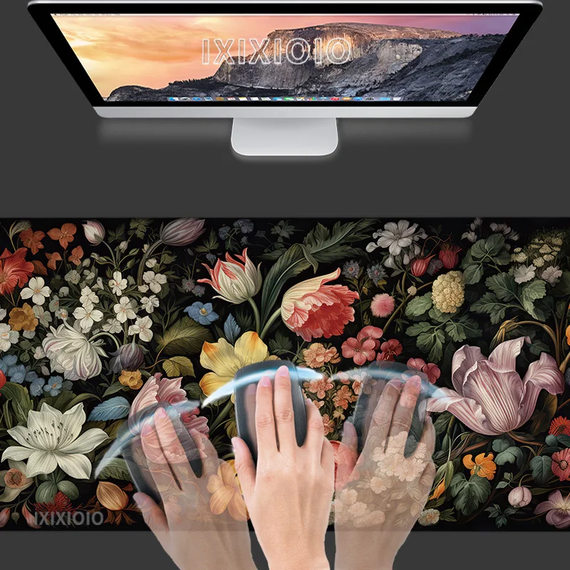 Vintage Flowers And Plants Mouse Pad Gaming XL Custom Mousepad XXL Carpet Soft Office Natural Rubber Desktop Mouse Pad Table Mat