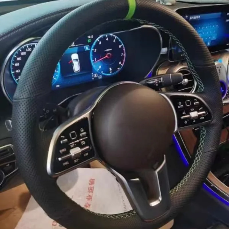 

Hand-Sewn Microfiber Leather Car Steering Wheel C260 LC200 E-Class C-Class S-Class Steering Wheel Cover For Mercedes-Benz E300L