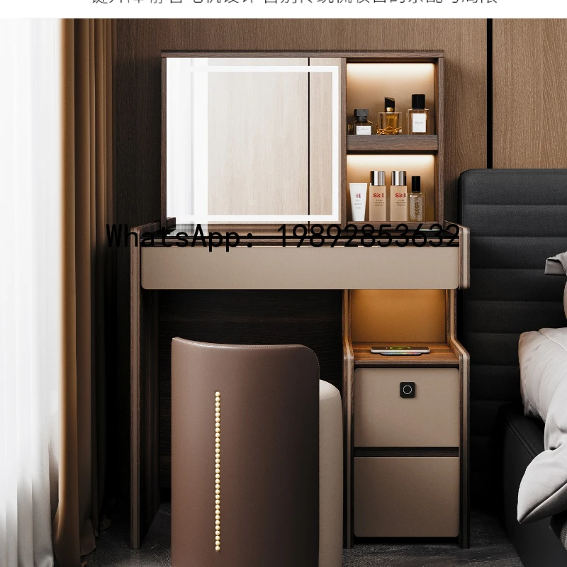 XL Italian Style Dressing Table Bedside Cabinet Integrated Intelligent Electric Lifting Hidden Mirror Makeup Table