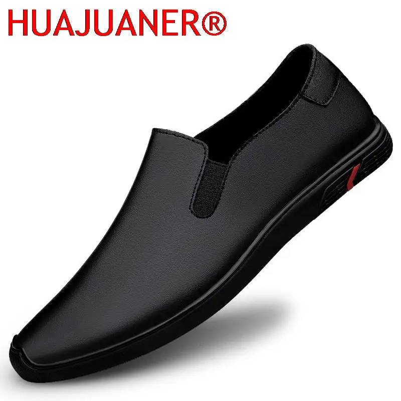 Genuine Leather Shoes Men\'s Loafers Luxury Business Formal Wear All-Match Casual Black Brown Wedding Shoes Slip on Moccasins Man