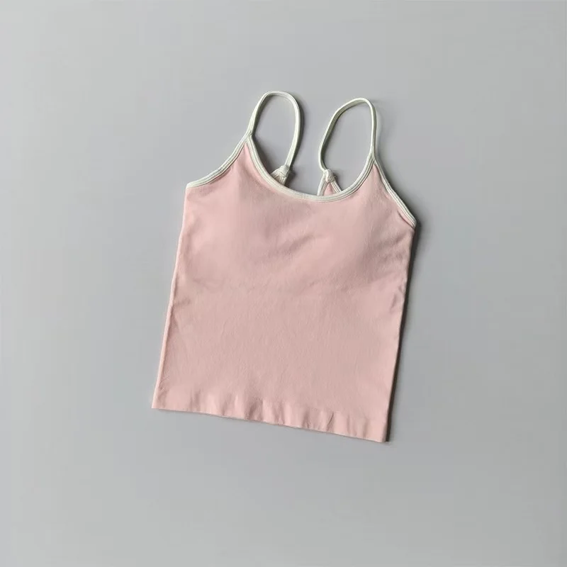 قميص بدون أكمام مثير بدون أكمام مع أكواب مبطنة، ملابس خارجية سريعة الجفاف للجري والرياضة واللياقة البدنية وحمالة صدر نسائية لليوجا #6