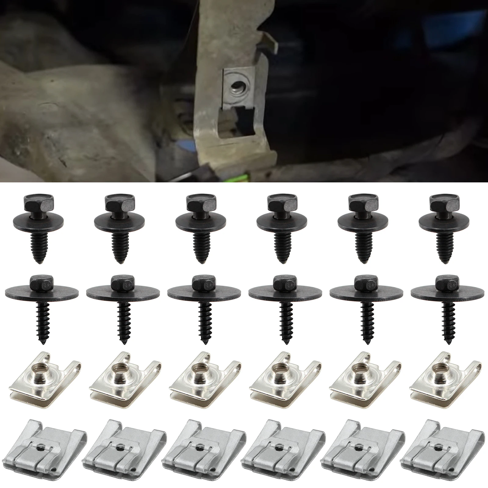 24Pcs/Set Car Engine Undertray Fixing Clips Screws for Mercedes-Benz E-Class C-Class W203 W204 W211 Under Cover Rivet Fasteners