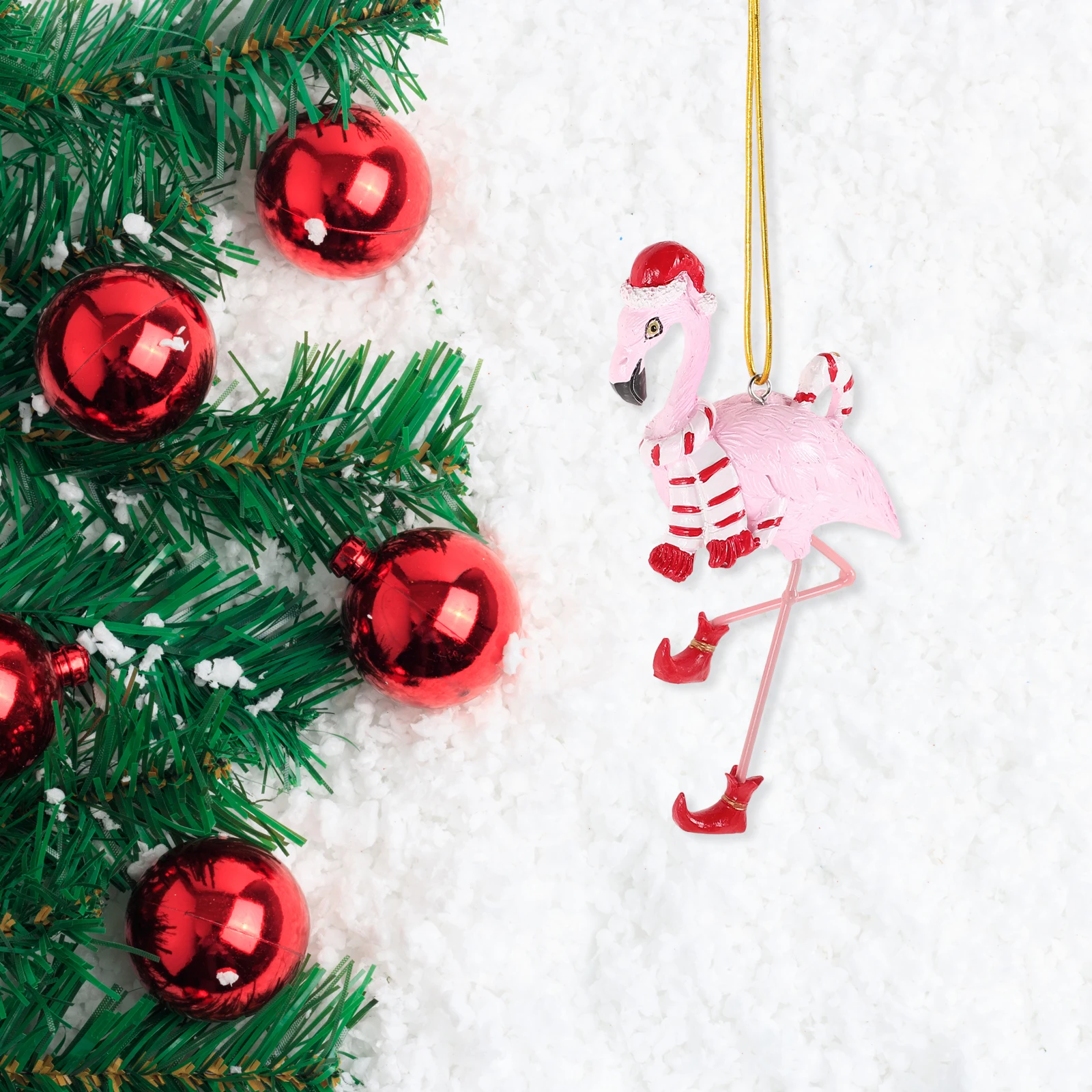 

Santa Claus Flamingo Christmas Decor Pink Resin Lightweight Tree Hanging Ornament Tropical Christmas Party Decor