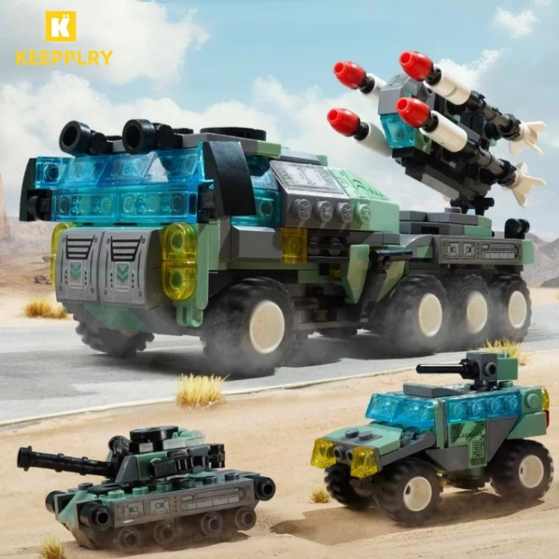 Keeppley Military Series Building Blocks Eight-in-one Cruise Missile Vehicle Model Ornaments Assembly Educational Toys Gift