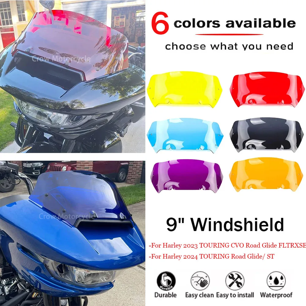 

Motorcycle Accessories 6 colors opt 9 "Windshield Deflector Front Windshield Cover For Harley 2023TOURING CVO Road Glide FLTRXSE