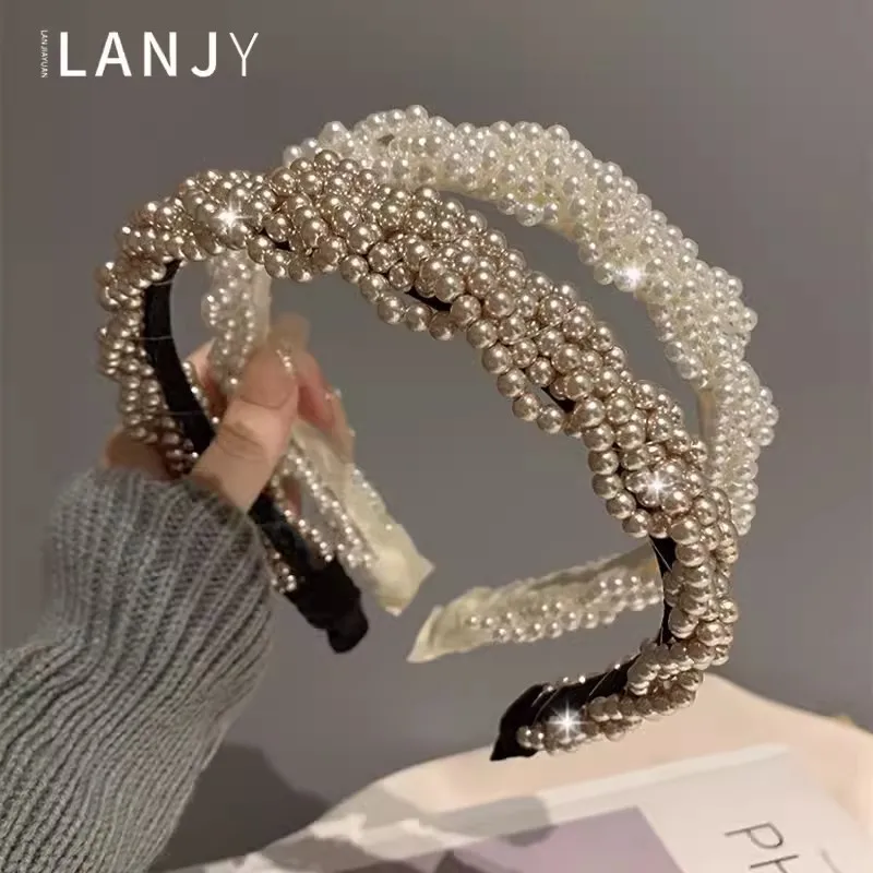 

Корейские ретро-аксессуары для волос с жемчугом: повязка на голову для женщин, заколка для укладки волос, милые и универсальные женские резинки для волос для выхода в свет.