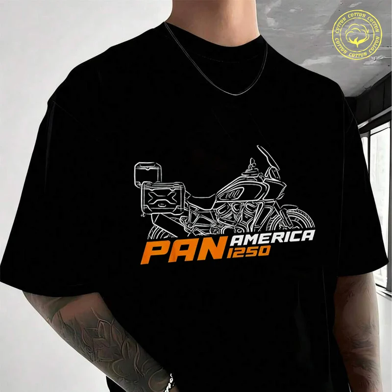 

Men Cotton T-Shirt Pan America CVO ADV Motorcycle Moto T Shirt O-neck Short Sleeve Tees Fashion Hip Hop Tshirt