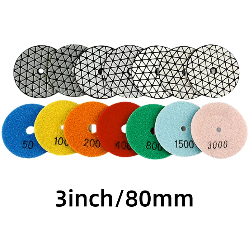 7-teiliges Set 3 Zoll 4 Zoll Trocken-Polierpads Scharfe Flexible Polierpads für Granit, Marmor, Stein, Beton Schleifscheibe – Detail 11