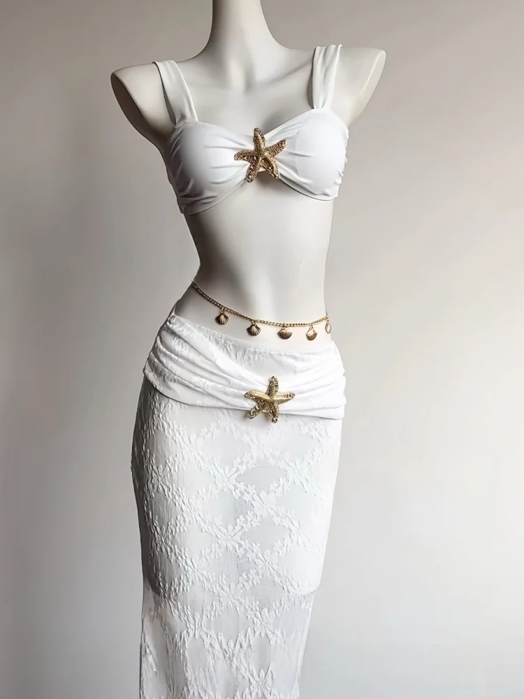 

Белый комплект бикини из двух частей: сексуальный пляжный купальник для отпуска на берегу океана