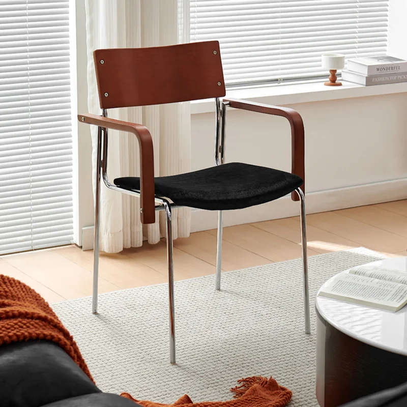 

Vintage Luxury Dining Chairs with Wood Curved Back Modern Velvet Seat Table Chair for Kitchen Stylish Durable Living Room Chair