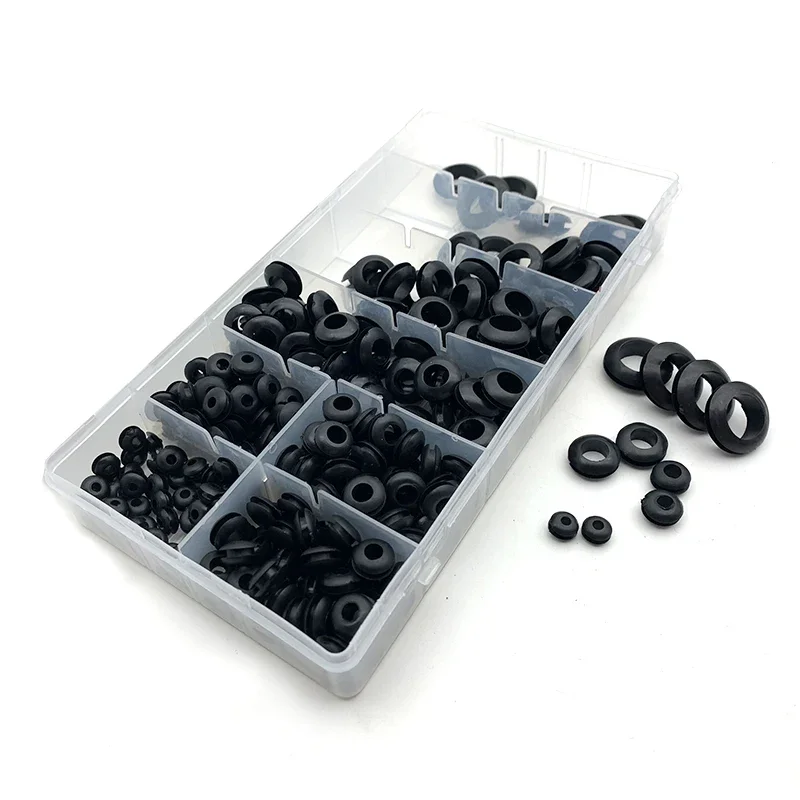 8 Sizes 295Pcs Black NBR Abrasion Proof Insulated Cable Seal Grommet Waterproof Oil Resistant Ring For Farm Equipment Wiring