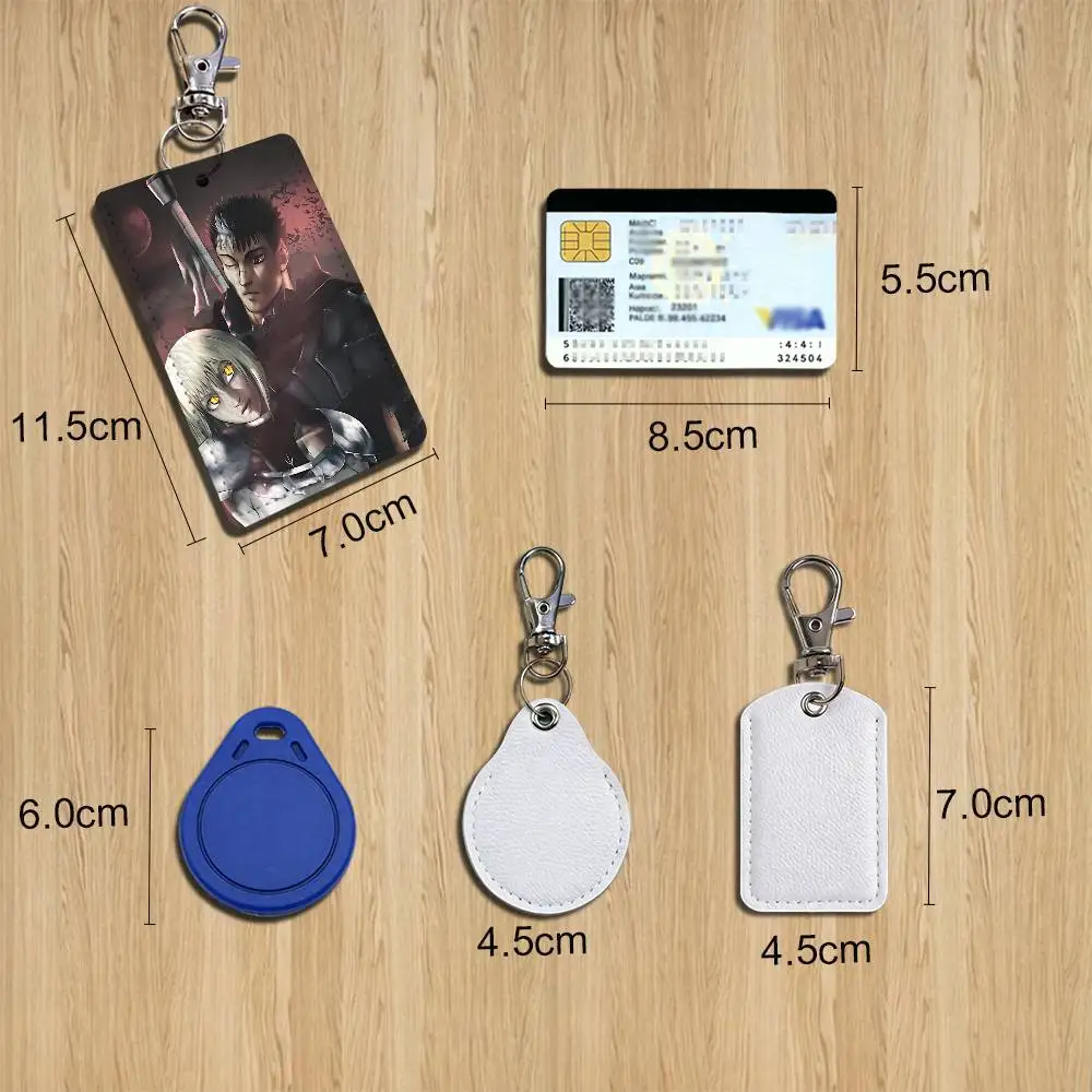 cool Teresa Claymore Leather Keychain Badge Holder with Lanyard - ID/Access Card Holder, Key Ring Accessory, Gift Option