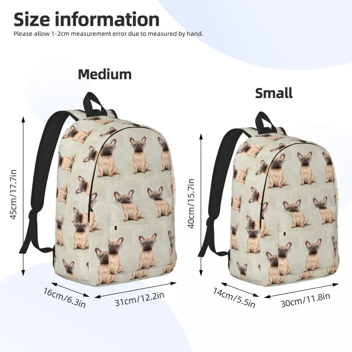 French Bulldog Animal Backpack Daypack Large Capacity Children BookBag School Bag Shoulder Bags for Men Women
