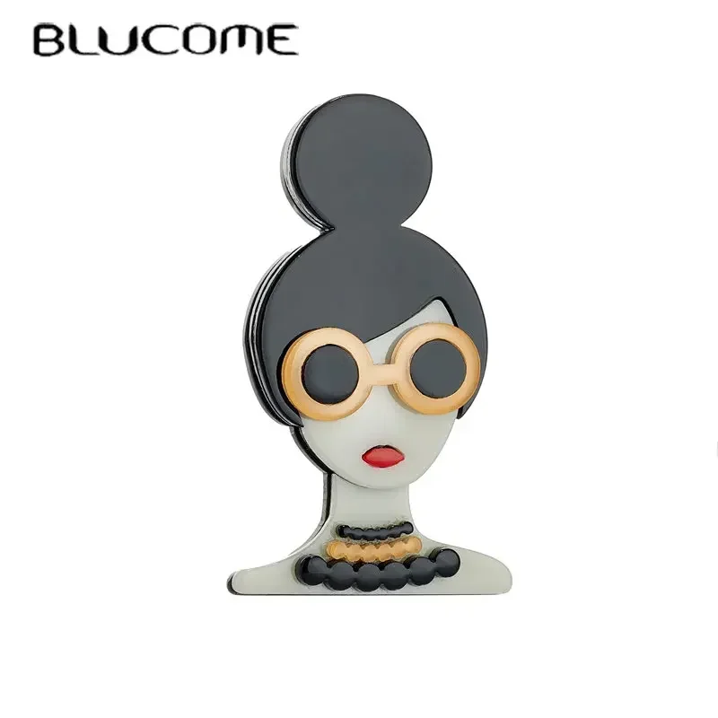 Blucome Lady Wear Sunglasses Brooches Women's Stylish Acrylic Material Simple Birthday Gifts Pins Accessory on the Clothes Bag