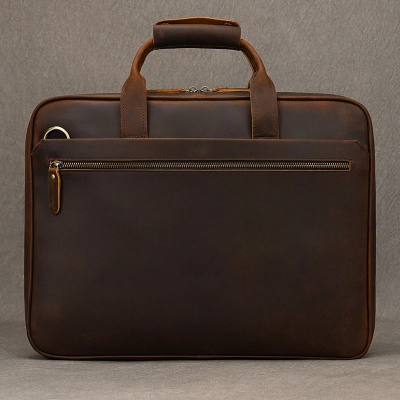 Leather Men's Business Commuter Bag Leather Man Briefcase Cowhide Handbag Retro Fashion Shoulder Bag A4 Document Laptop Bag