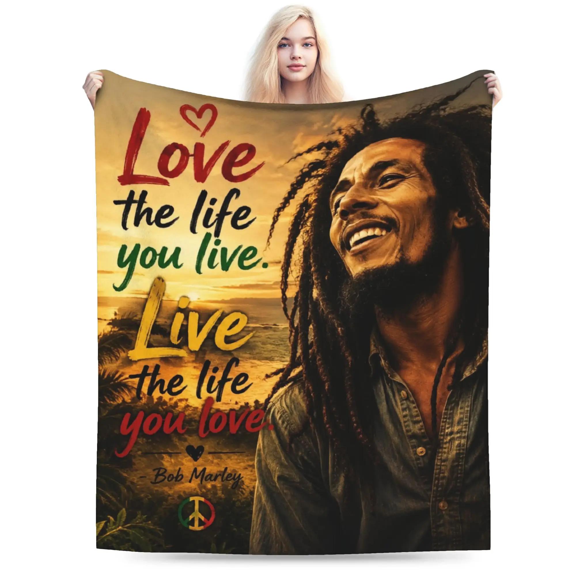 B-Bobs M-MarleyS One Love Soft Blanket  Students Plush Bedding Throws Street Trend Couch Bed Flannel Bedspread Sofa Bed Cover