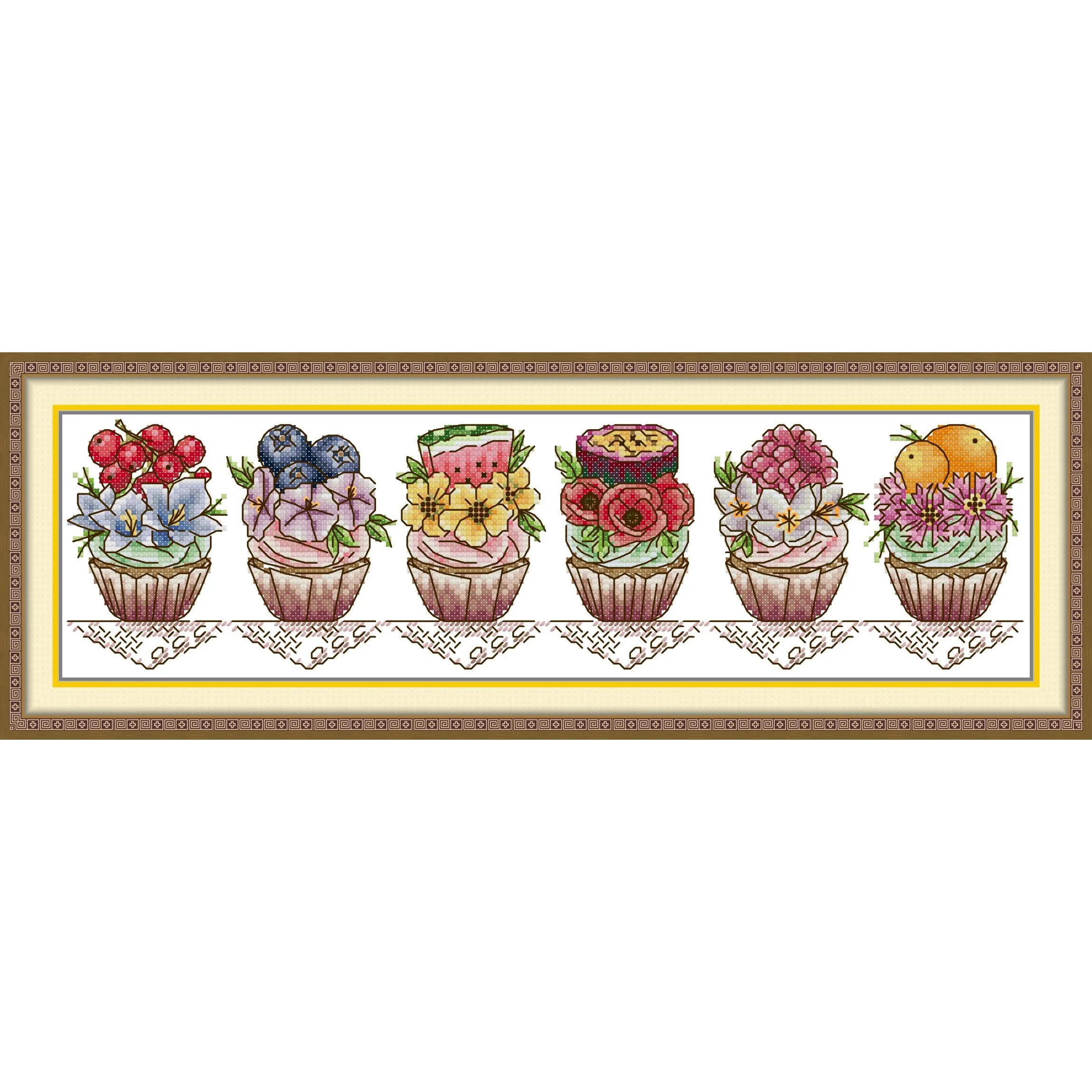 News Pre-Printed Cross Stitch Kit, Stamped Aida Fabric With DMC Threads, Embroidery Kit - Four Seasons Cake – Summer