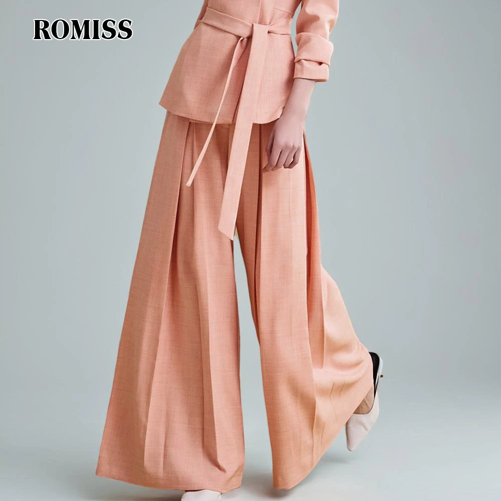 

ROMISS Solid color niche high waist straight loose casual wide leg floor mopping pants 2024 spring new style