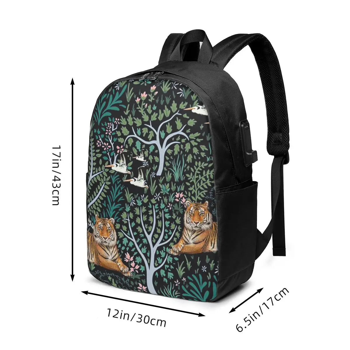 Tiger Lying In The Forest Pattern Backpack Travel Notebook Bag Computer College Student School Bag Laptop Shoulder Bags