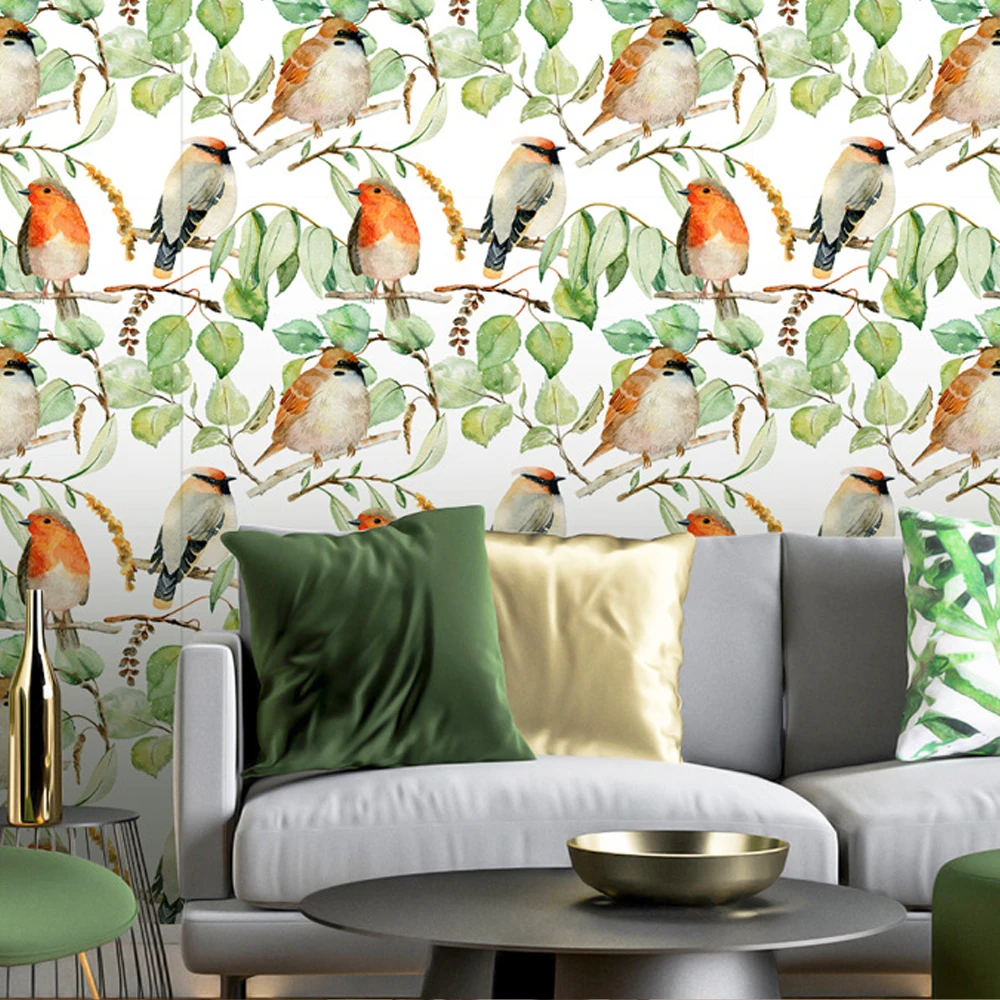 Peel and Stick Vintage Floral Birds Wallpaper Vinyl Self Adhesive Contact Paper Tropical Wallcovering