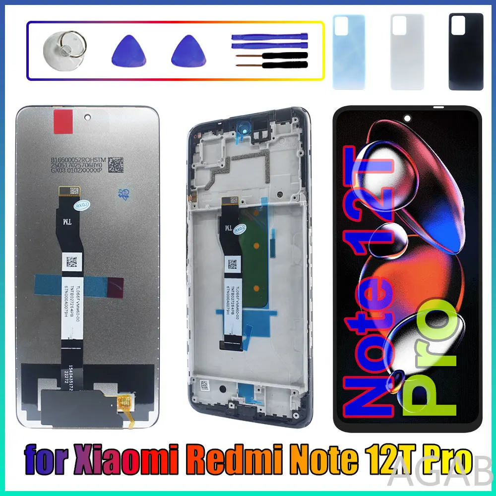 6.6” Tested LCD for Redmi Note 12T Pro LCD Display Touch Screen Assembly Replacement for Redmi Note 12T Pro 23054RA19C Phone LCD