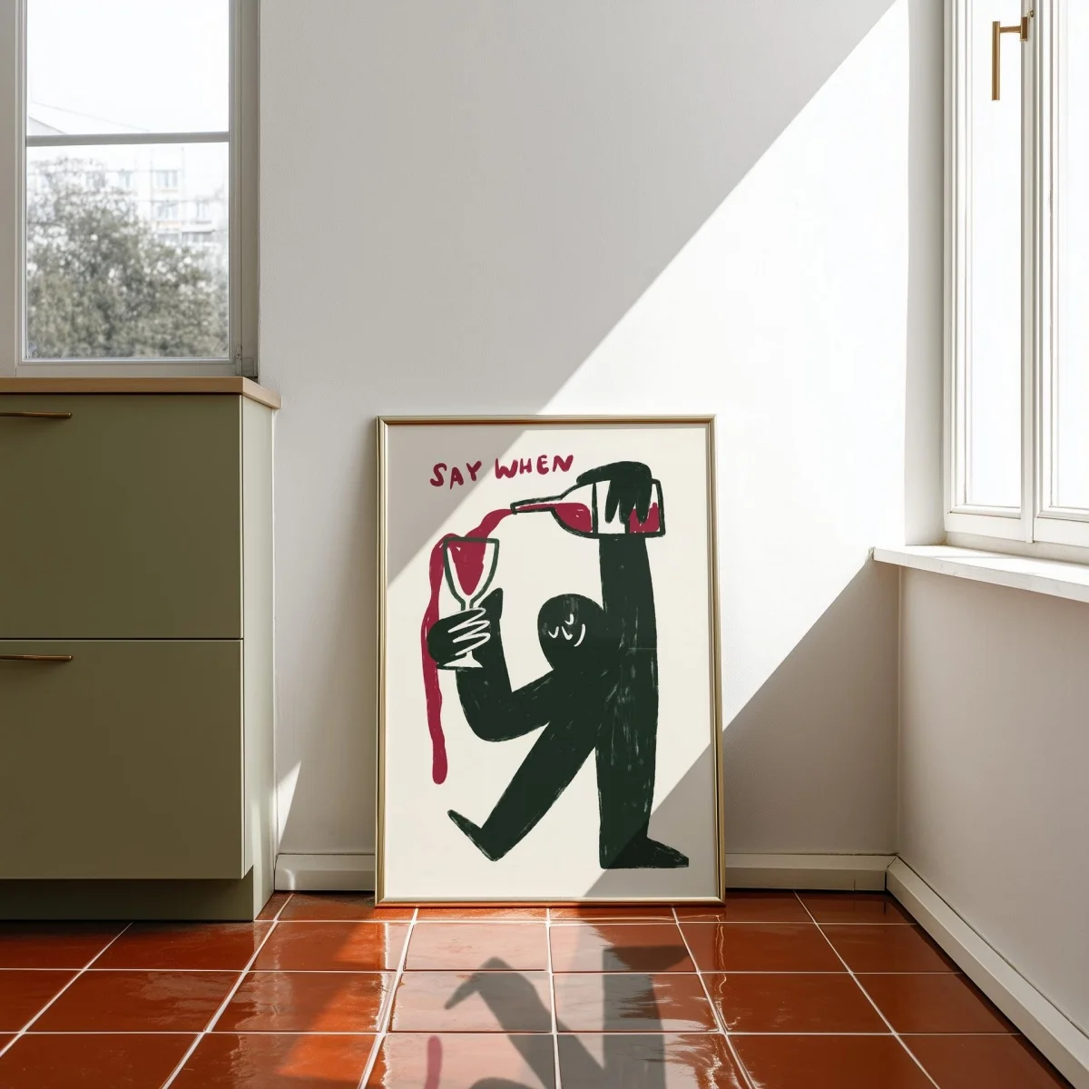 1pc frameless "Say When" Funny Wine Canvas Prints Poster Modern Minimalism Abstract Art Prints Living Room Kitchen Bar Wall Art - view 3