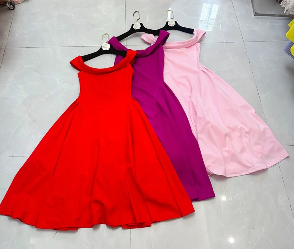 

European and American Australian one-shoulder French elegant high waist design dress slim banquet evening dress-GZXX231