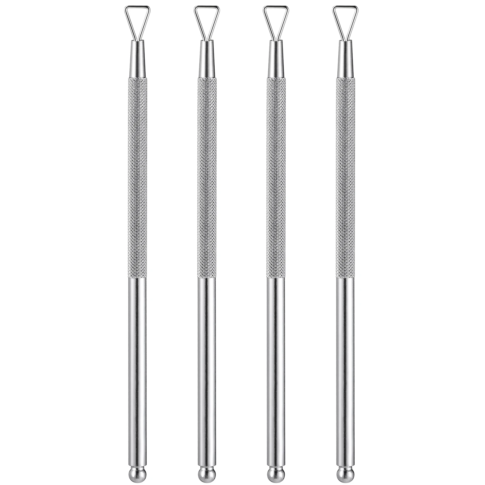 4 قطع من أداة إزالة فن الأظافر من الفولاذ المقاوم للصدأ، مقشرة بشرة مثلثة لإزالة طلاء الجلد الميت مع هلام خالي من الألم #3