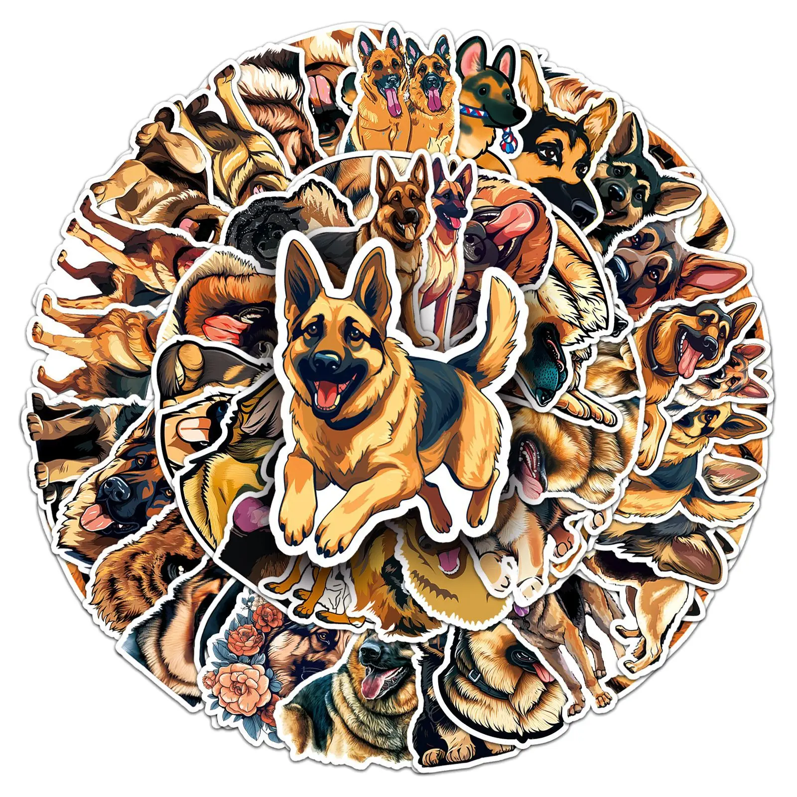 

10/30/50PCS Cartoon German Shepherd Cute Dogs Sticker Animals Luggage Car Guaitar Skateboard Phone Laptop Bicycle Stickers F5