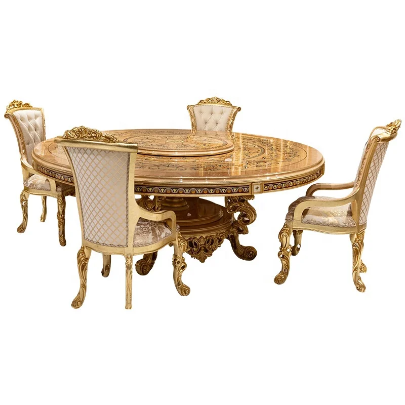 Made in China European-style Luxury Solid Wood Dining Table Round